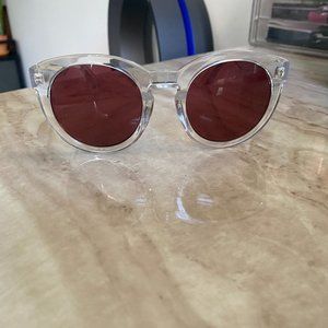 Clear/ rose round sunglasses
